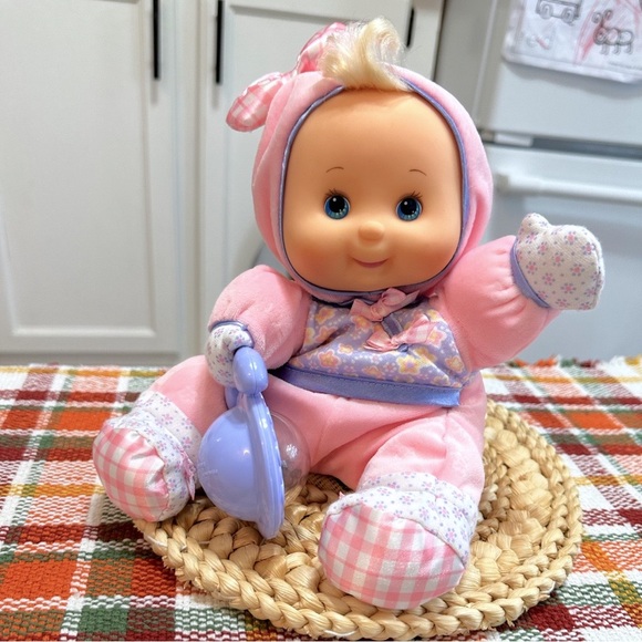 Vintage Y2K Fisher-Price First Baby Doll with Rattle Soft Plush & Vinyl Face - Picture 5 of 16